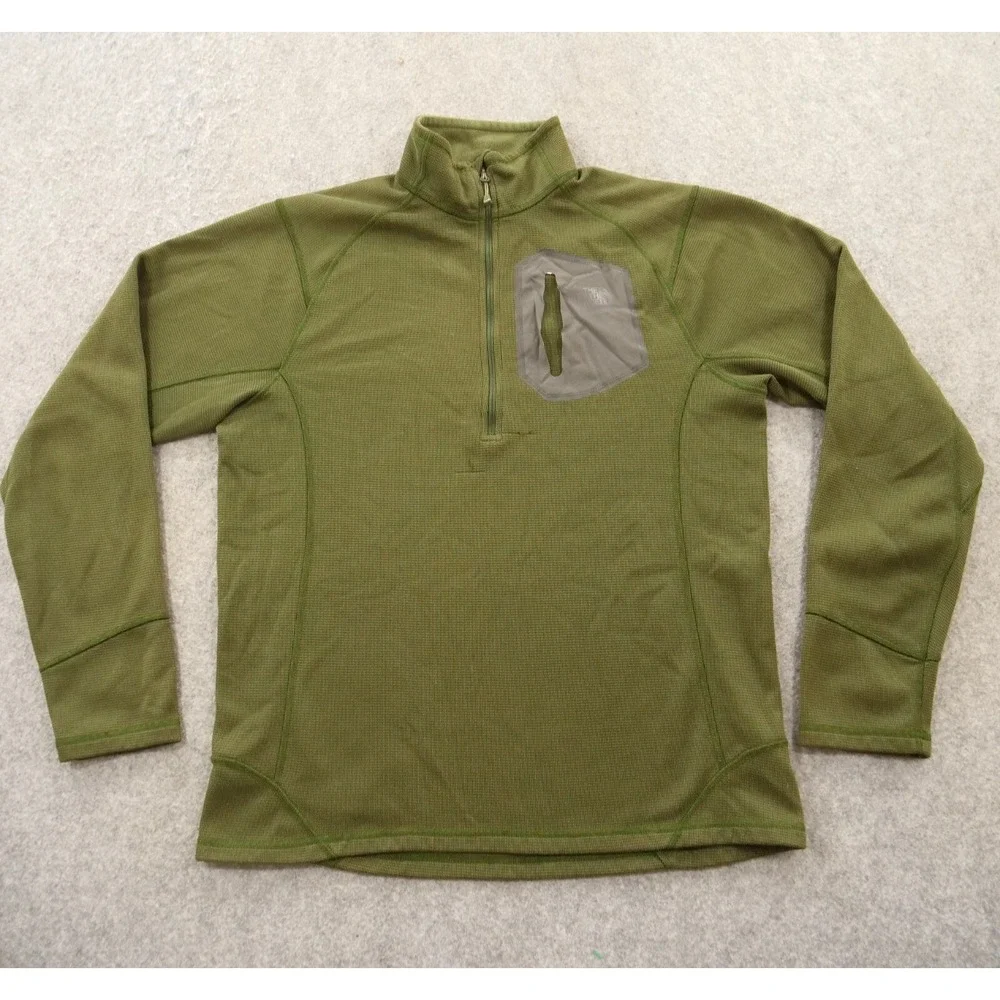 The North Face Sweatshirt Mens Medium Green 1/2 Zip Long Sleeve Mock Neck Logo